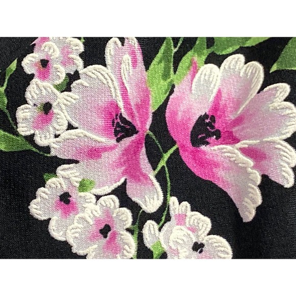 R & K Originals Womens 12 Faux Jacket Dress Black w/ Purple Floral Stretch EUC - Picture 6 of 8